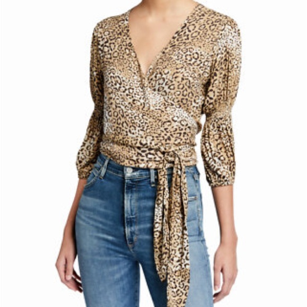 Faithful the Brand Bissett Leopard Print Wrap Blouse